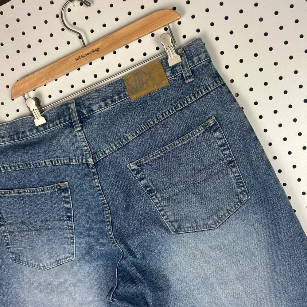 Vibes Jeanetics Denim Shorts Sz 40 Blue Baggy‎ Y2K Hip Hop Skater Light Wash 90s
